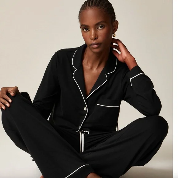 J. Crew Dreamy Cotton-Blend Pajama Top and Pant Set, Size XXL, Black White, NWT - Picture 12 of 12